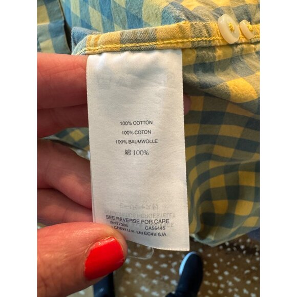 J.Crew Slim Fit Yellow Gray Checkered Gingham Cotton Button Up Shirt M Preppy - Picture 4 of 9